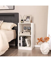 Gymax 2 Pcs Bookshelf 2-Tier Open Wood Display Organizer Set Vinyl Record Cube Storage
