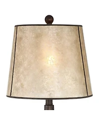 Franklin Iron Works Naomi Industrial Rustic Table Lamp 25" High Aged Bronze Brown Mica Drum Shade for Bedroom Living Room Bedside Nightstand Offi