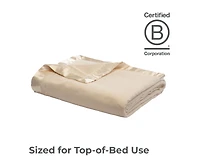 Cariloha Fleece Blanket | Coconut Milk | Queen | Viscose Material | Satin Binding Border | Sized for Top of Bed | Ideal for Year Round Use
