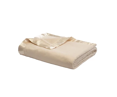 Cariloha Fleece Blanket | Coconut Milk | Queen | Viscose Material | Satin Binding Border | Sized for Top of Bed | Ideal for Year Round Use
