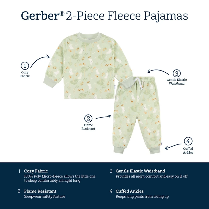 Gerber Toddler Girls Fleece Blanket Sleepers, 2-pack