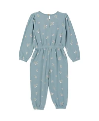 Gerber Baby Girls Soft Hacci Long Sleeve Floral Jumpsuit