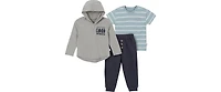 Gerber Toddler Boys Top, Hooded Long Sleeve and Joggers, 3-Piece Set