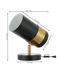 Jonathan Y Astra 9.25" Modern Industrial Iron Adjustable Indoor Led Floor Spotlight, Black/Brass Gold