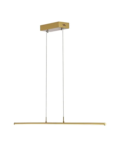 Jonathan Y Conley 39.5" Dimmable Adjustable Integrated Led Metal Linear Pendant, Brass Gold