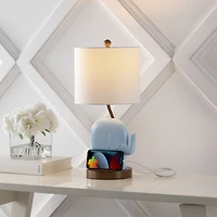 Jonathan Y Ellie 20.25" Bohemian Designer Iron/Resin Elephant Led Kids' Table Lamp with Phone Stand and Usb Charging Port, Pink