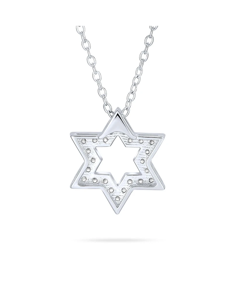 Bling Jewelry Hanukkah Star of David Pendant Necklace: Cz Accent Sterling Silver Bat Mitzvah