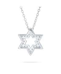 Bling Jewelry Hanukkah Star of David Pendant Necklace: Cz Accent Sterling Silver Bat Mitzvah