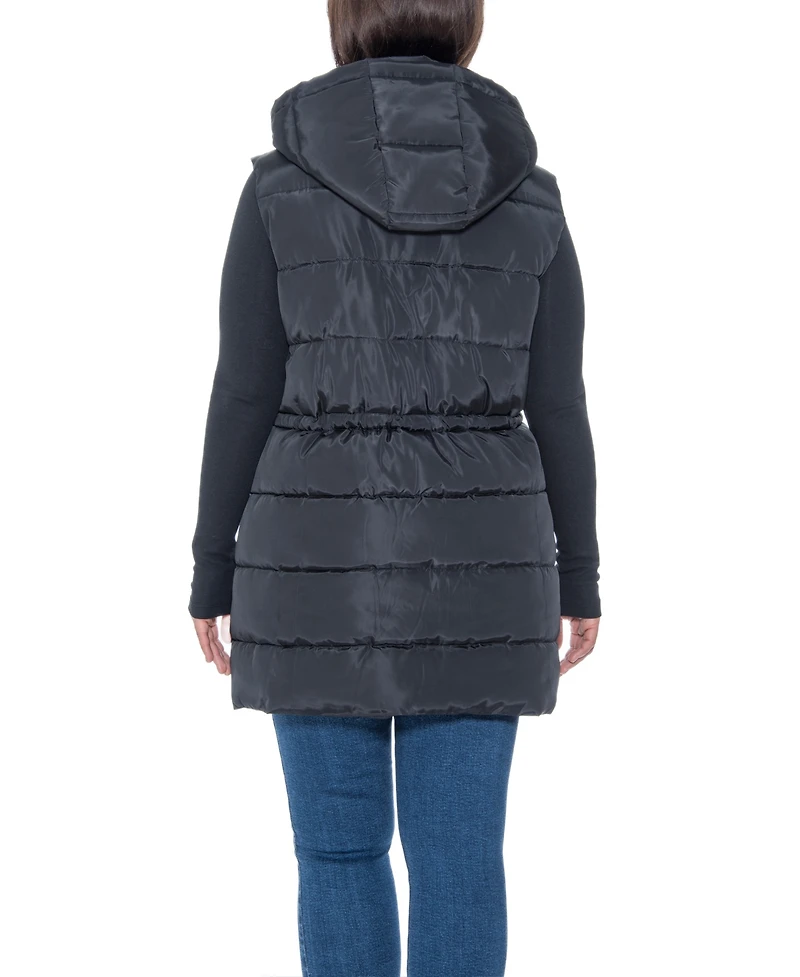 Sebby Collection Plus Puffer Vest With Drawstring Waist