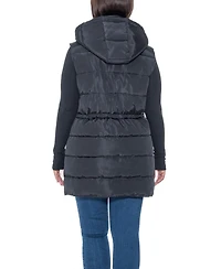 Sebby Collection Plus Puffer Vest With Drawstring Waist