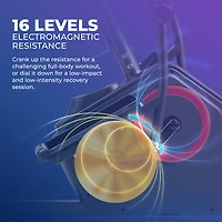 Sunny Health & Fitness Electromagnetic Recumbent Cross Trainer Exercise Elliptical Bike w/Arm Exercisers, Exclusive SunnyFit App Bluetooth Connectivit