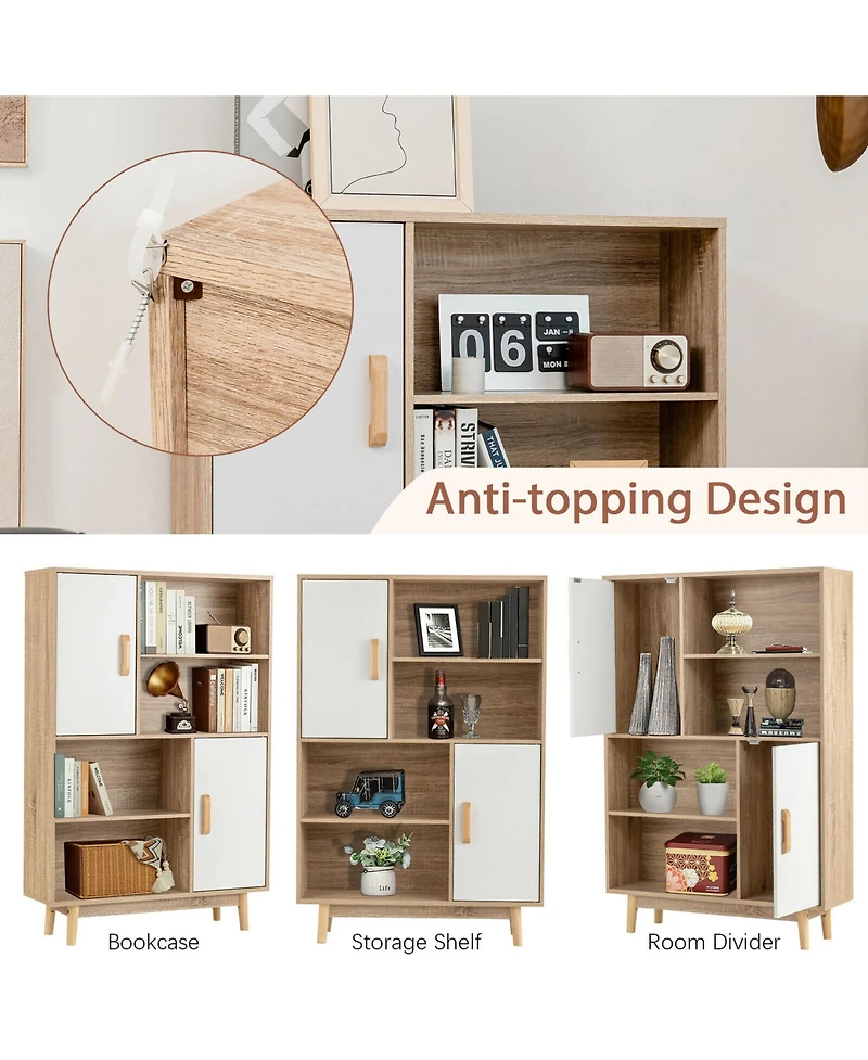 Gymax Sideboard Storage Cabinet Bookshelf Cupboard w/Door Shelf Espresso