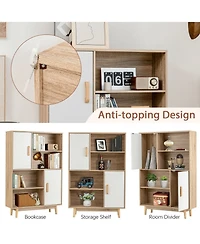 Gymax Sideboard Storage Cabinet Bookshelf Cupboard w/Door Shelf Espresso