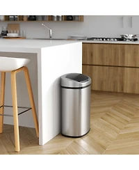 iTouchless Stainless Steel Oval Sensor Trash Can with AbsorbX Odor Filter 13 Gallon Silver
