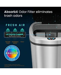 iTouchless Stainless Steel Oval Sensor Trash Can with AbsorbX Odor Filter 13 Gallon Silver