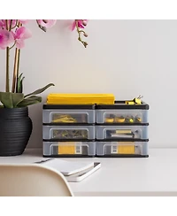 Iris Usa Small 3-Drawer Plastic Desktop Organizer, 2 Pack, Stackable Office School Stationery Makeup Bathroom Utility Medical Supplies, Black