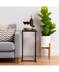 Iris Usa Wood and Metal Frame Side Table, Accent Sofa End Table Coffee Snack, Bedroom Night Stand, Living Room Computer Desk, C-Shape Wide
