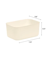 Iris Usa Plastic Modular Basket Bin & Lid, Small, 4-Pack, Stackable Lidded Storage Organizer Bins for-Kitchen-Bathroom and Bedroom, Off White