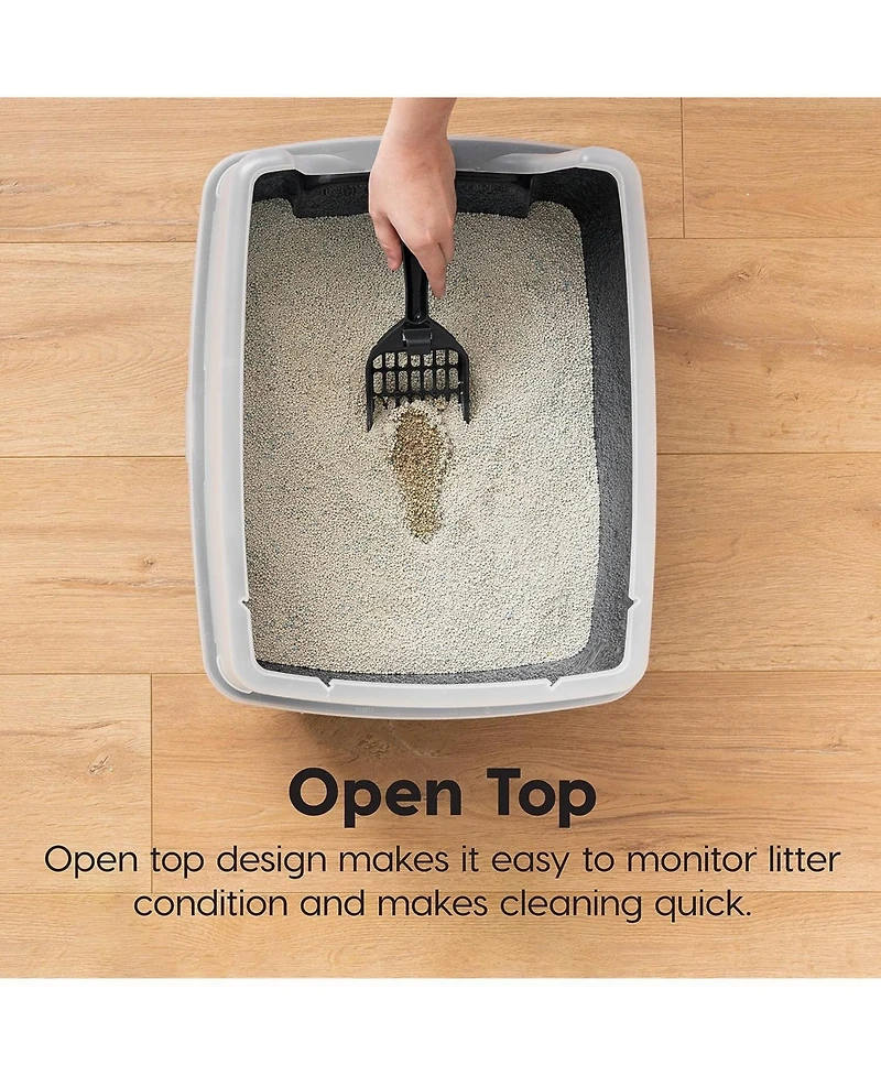Iris Usa Usa Open Top Cat Litter Tray with Scoop and Scatter Shield, Cat Litter Pan, Cat Pan