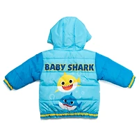Baby Shark Toddler Boys Pinkfong Zip Up Winter Coat Puffer Jacket