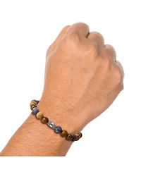 Lucky Brand Sodalite, Picture Jasper and Tigers Eye Beaded Elastic Bracelet