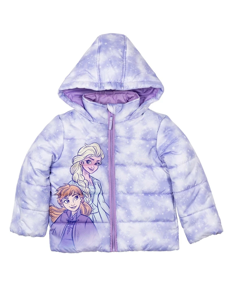 Disney Frozen Princess Anna Elsa Zip Up Winter Coat Puffer Jacket