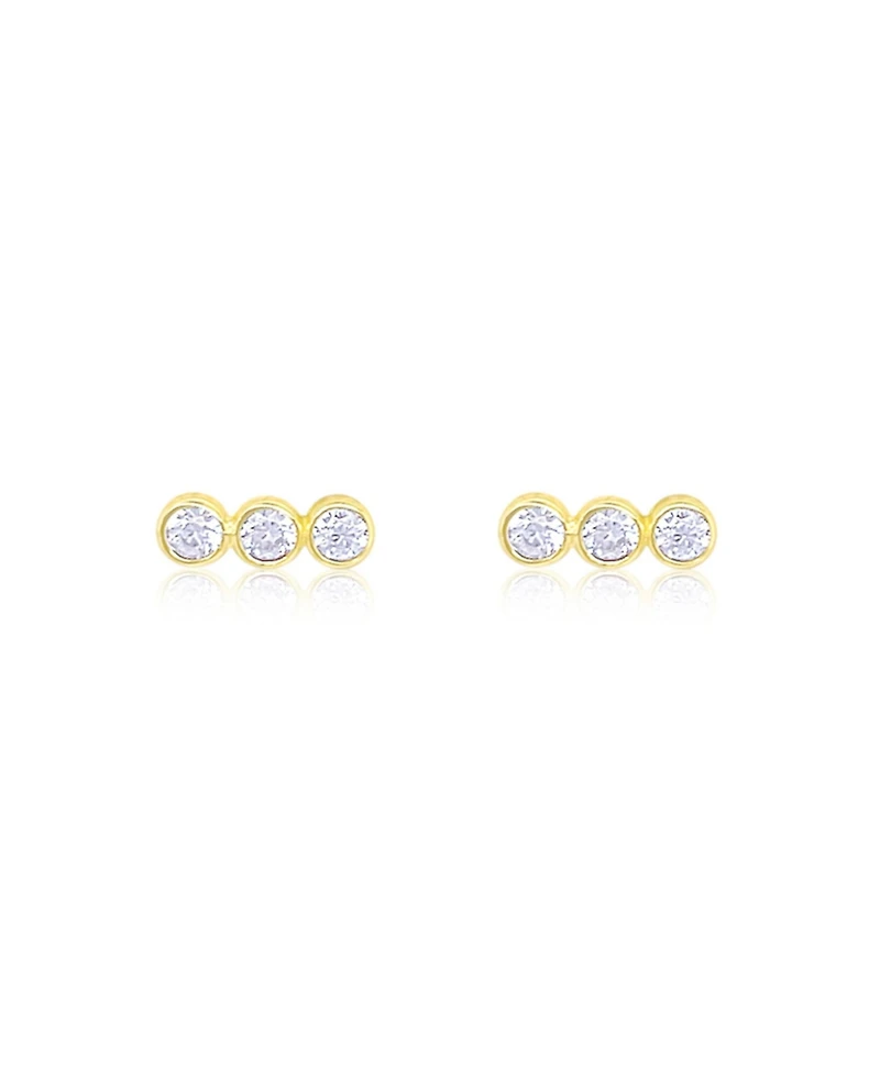 Etoielle Yellow Gold Tone Bezel Bar Stick Studs