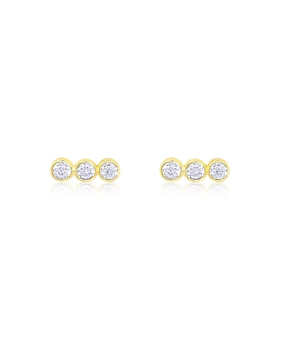 Etoielle Yellow Gold Tone Bezel Bar Stick Studs