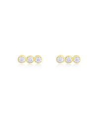 Etoielle Yellow Gold Tone Bezel Bar Stick Studs