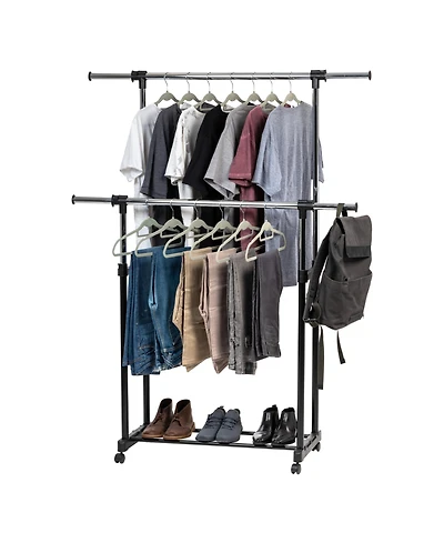 Iris Adjustable and Extendable Double-Rod Clothes Garment Rack