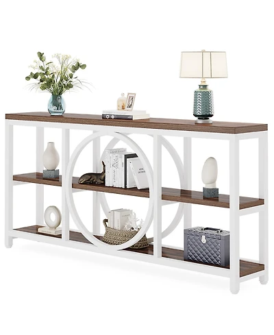 Tribesigns Narrow Behind Sofa Console Table, Extra Long Entryway Tables with 3 Tier Shelves