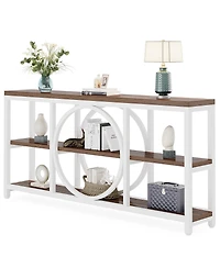 Tribesigns Narrow Behind Sofa Console Table, Extra Long Entryway Tables with 3 Tier Shelves