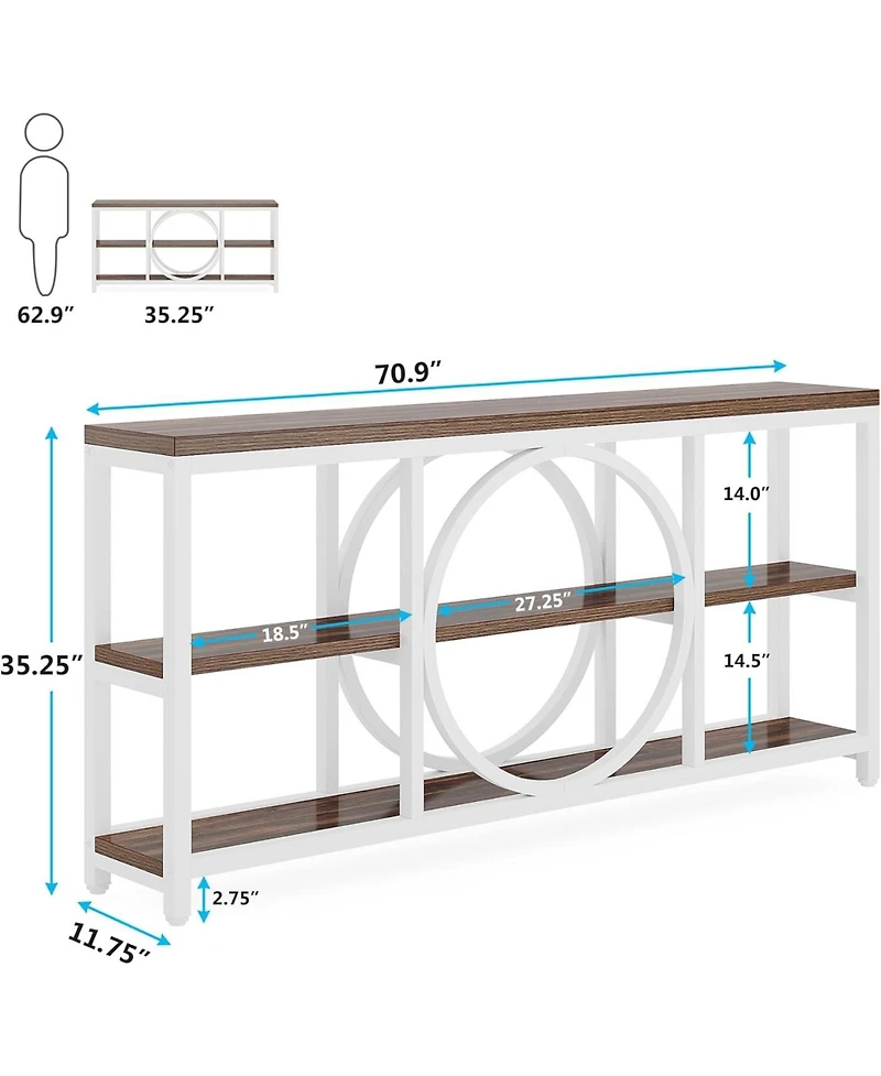 Tribesigns Narrow Behind Sofa Console Table, Extra Long Entryway Tables with 3 Tier Shelves