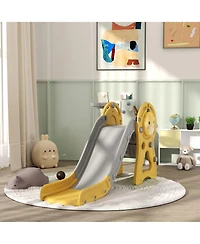 Qaba 3 in 1 Toddler Slide with Basketball Hoop for Kids 1-3 Years, Yellow