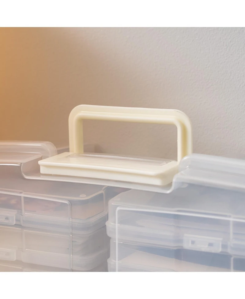 Iris Usa 4" x 6" Photo Storage Box with 12 cases, Handle, Craft Organizers and Storage Cases for Pictures, Cards, Clear