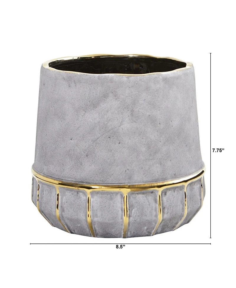 Slickblue 8.5" Regal Stone Decorative Planter with Gold Accents