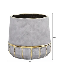 Slickblue 8.5" Regal Stone Decorative Planter with Gold Accents