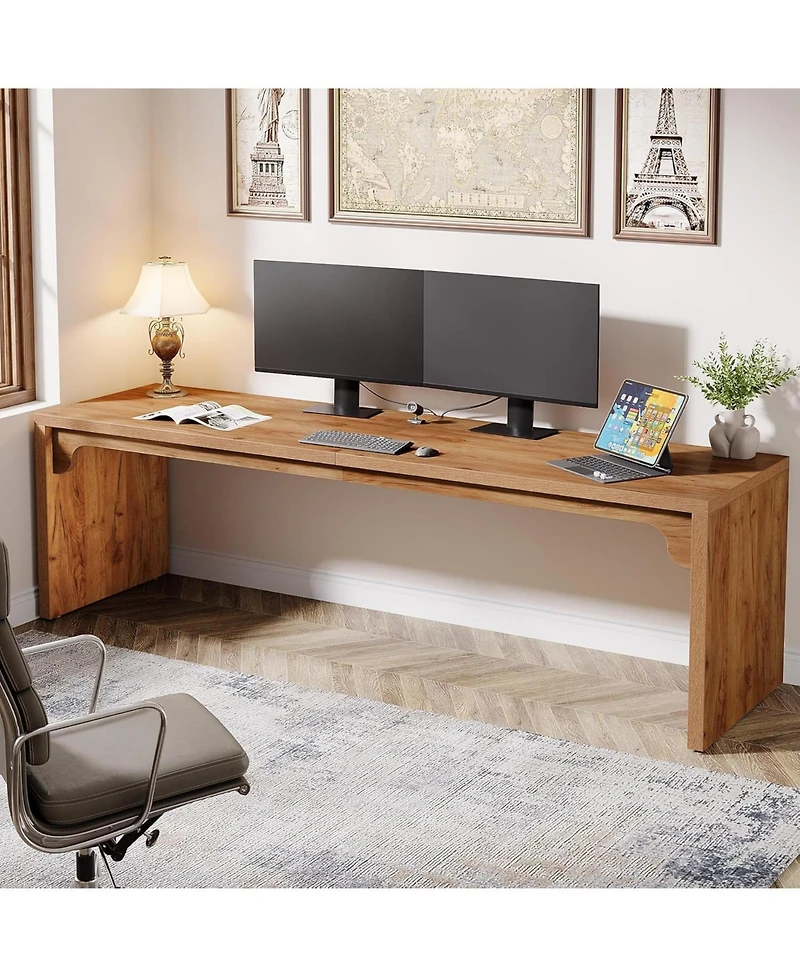 Tribesigns 78.7 Inches Long Computer Desk, Wooden Extra Long Writing Desk Double Desk Workstation, 2 Person Desk for Home Office