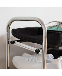 Iris Usa 5-Tier 15 Pairs Stackable Freestanding Shoe Racks for Entryway, Silver