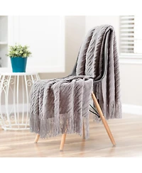 Chanasya Premium Rust Brown Throw Blanket With Tassels