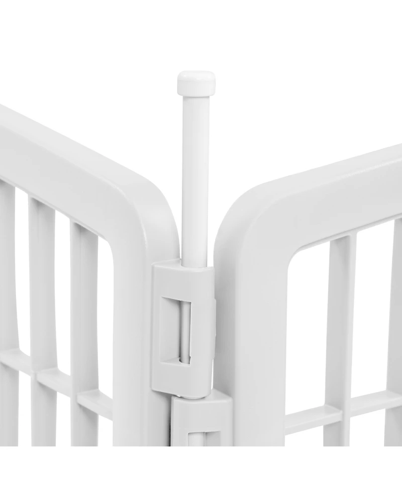 Iris Usa 34'' Pet Playpen 2 Panel Add-On with Connecting Rods, Dog Playpen, Puppy Small Medium Dogs, Heavy-Duty Molded Plastic, Rust-Free, White