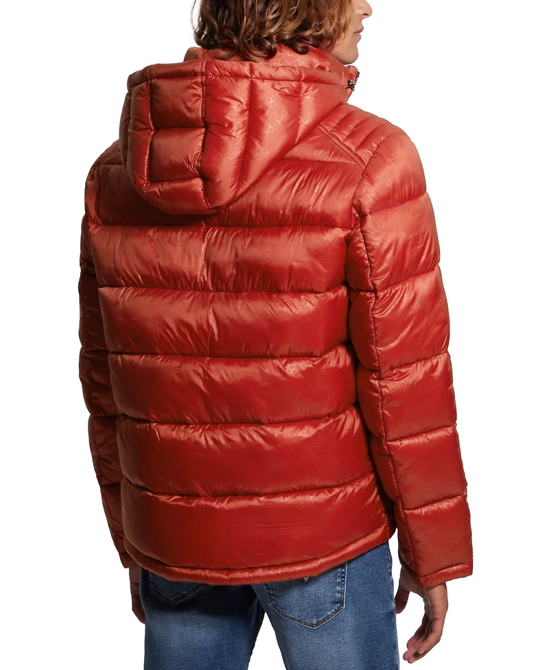 Guess Men's Adam Puffer Jacket with Removable Hood