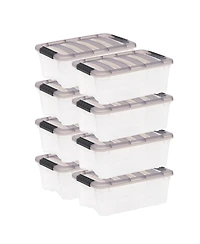 Iris Usa 13 Quart Stack & Pull Clear storage Box, Gray, 8 Pack