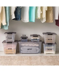 Iris Usa 72 Quart Stack & Pull Clear storage Box, Gray, 3 Pack