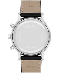 Movado Men's Museum Classic Swiss Quartz Chrono Black Leather Watch 42mm