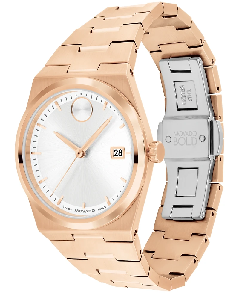 Movado Women's Bold Quest Swiss Quartz Ionic Plated Rose Gold Steel Watch 35mm
