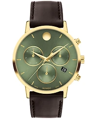 Movado Men's Museum Classic Swiss Quartz Chrono Brown Leather Watch 42mm