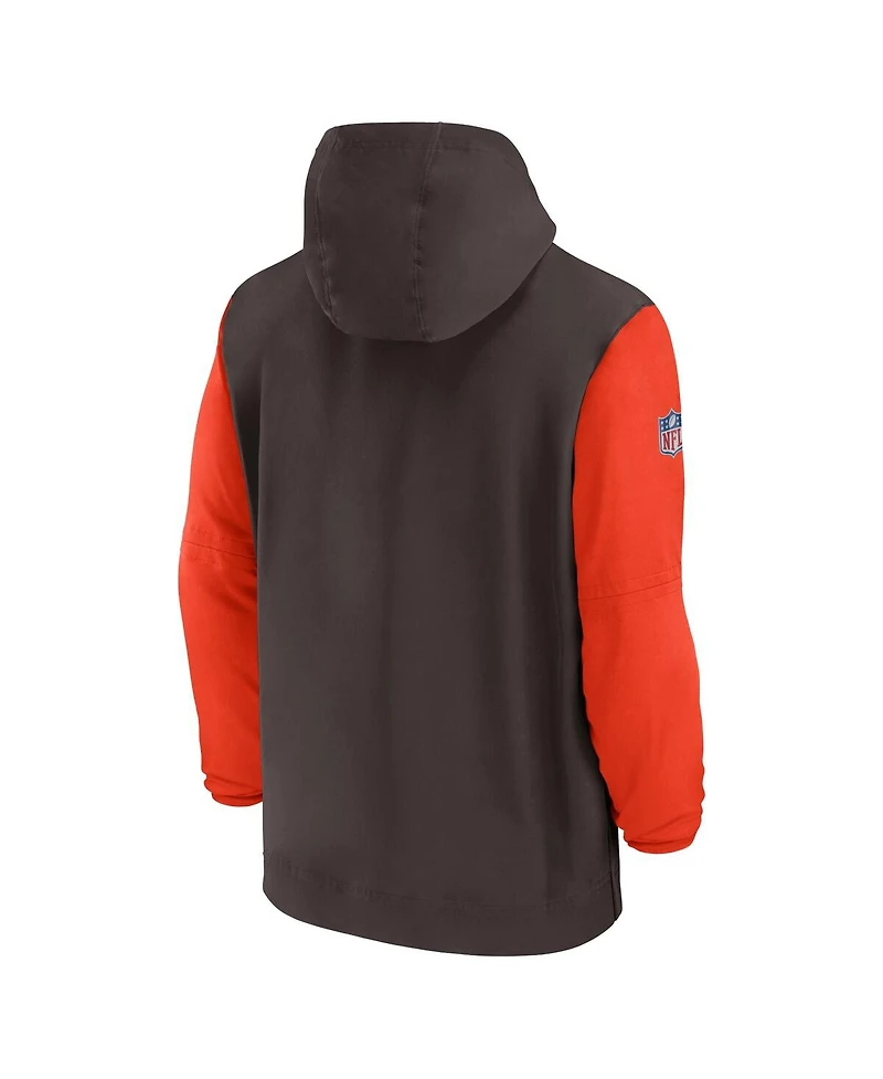 Nike Men's Brown/Orange Cleveland Browns 2024/25 Sideline Pre-Game Player 1/2-Zip Hoodie Jacket