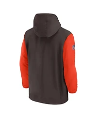 Nike Men's Brown/Orange Cleveland Browns 2024/25 Sideline Pre-Game Player 1/2-Zip Hoodie Jacket