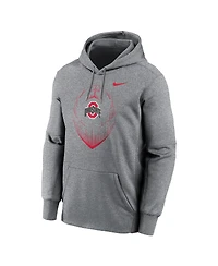 Nike Men's Heather Gray Ohio State Buckeyes Football Icon Performance Fleece Pullover Hoodie